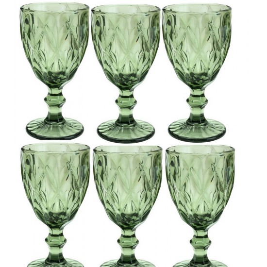 Jogo 6 Tacas 350ml De Vidro Diamond Verde 